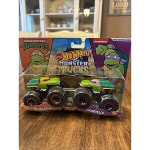 Hot Wheels Monster Trucks TMNT Demolition Doubles Michelangelo Donatello NEW